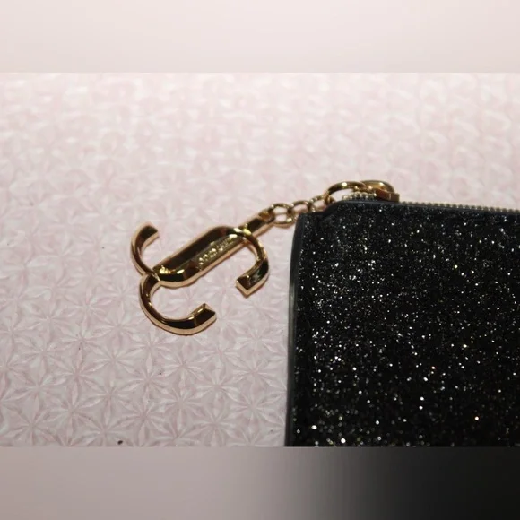 Jimmy Choo Wallet Coin Purse Black Glitter New - Picture 4 of 8